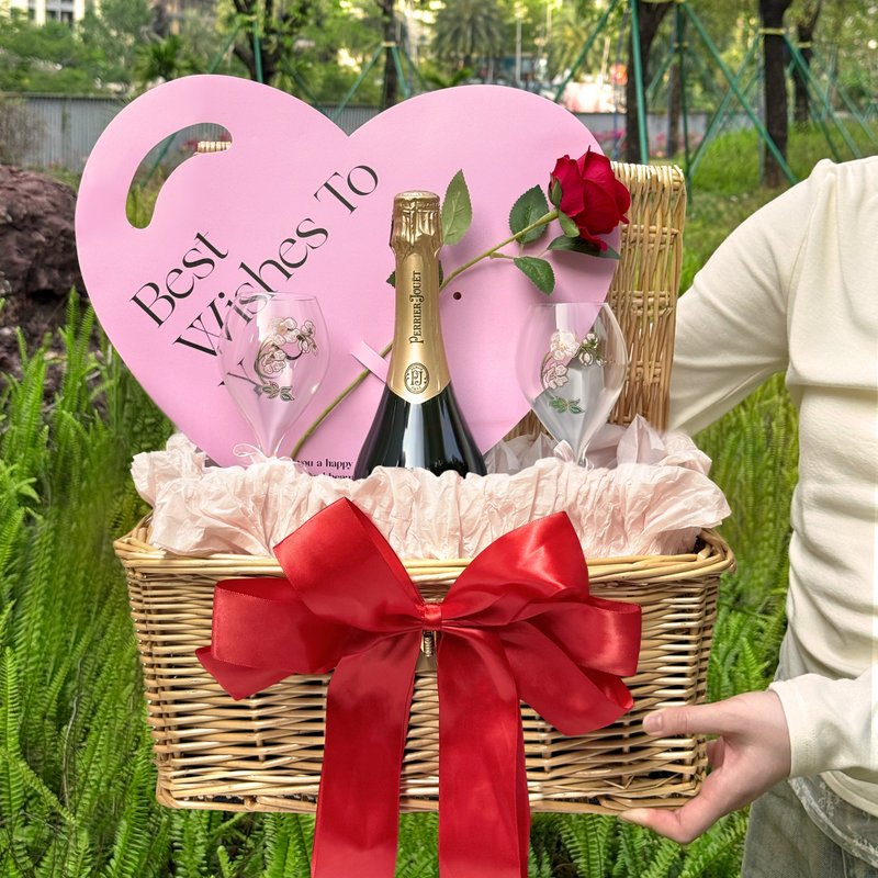 母亲节香槟礼篮Perrier-Jouët 香槟定制化人像订制文字 感谢母爱 - 酒类 - 玻璃 