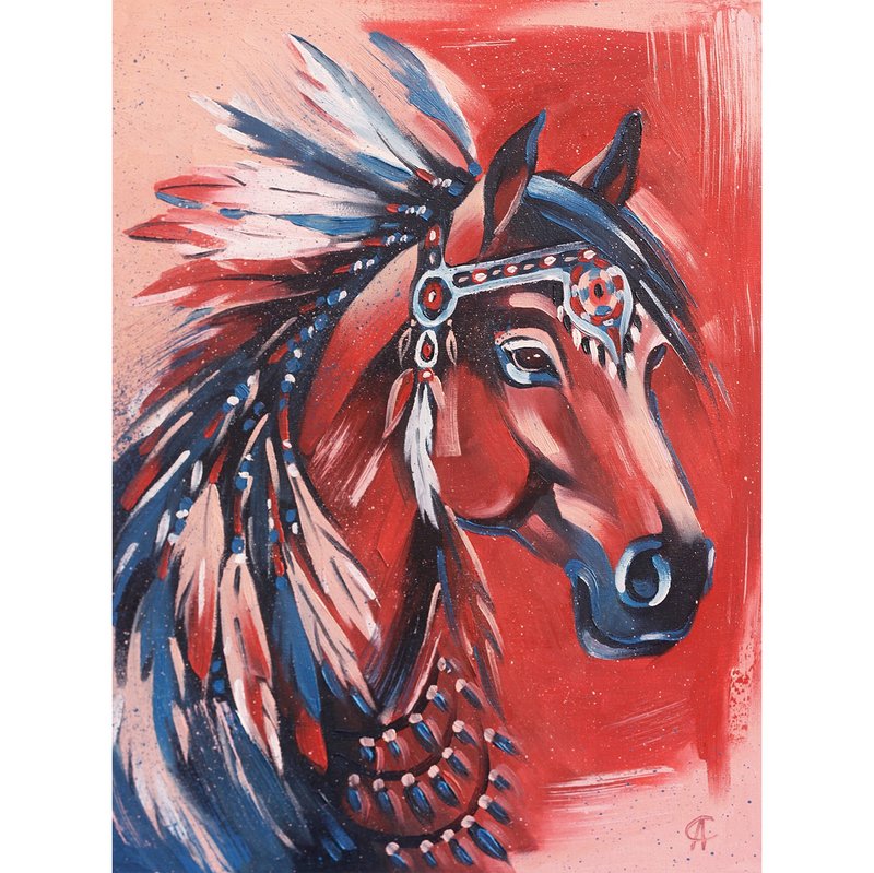 马画本土原创艺术动物艺术品民族墙艺术农场装饰 - 海报/装饰画/版画 - 其他材质 红色