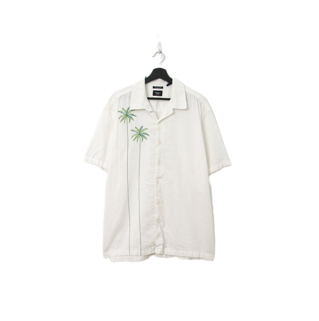 Back to Green-夏威夷衬衫 刺绣绿 椰子树 ht-05/vintage shirts - 男装衬衫 - 棉 