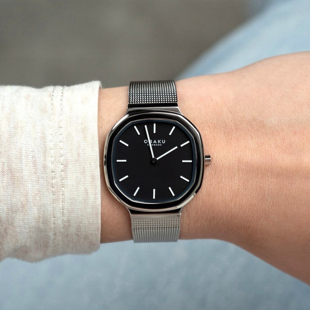 OBAKU 八角哲学丹麦设计腕表-极光银X黑-V253LXCBMC-32mm - 女表 - 不锈钢 银色