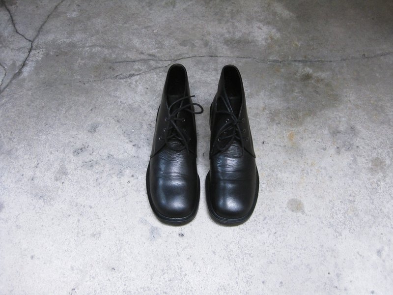 ~后菜园~古着 黑色素面短靴(尺码女款36-37号可穿) - 女款短靴 - 真皮 黑色