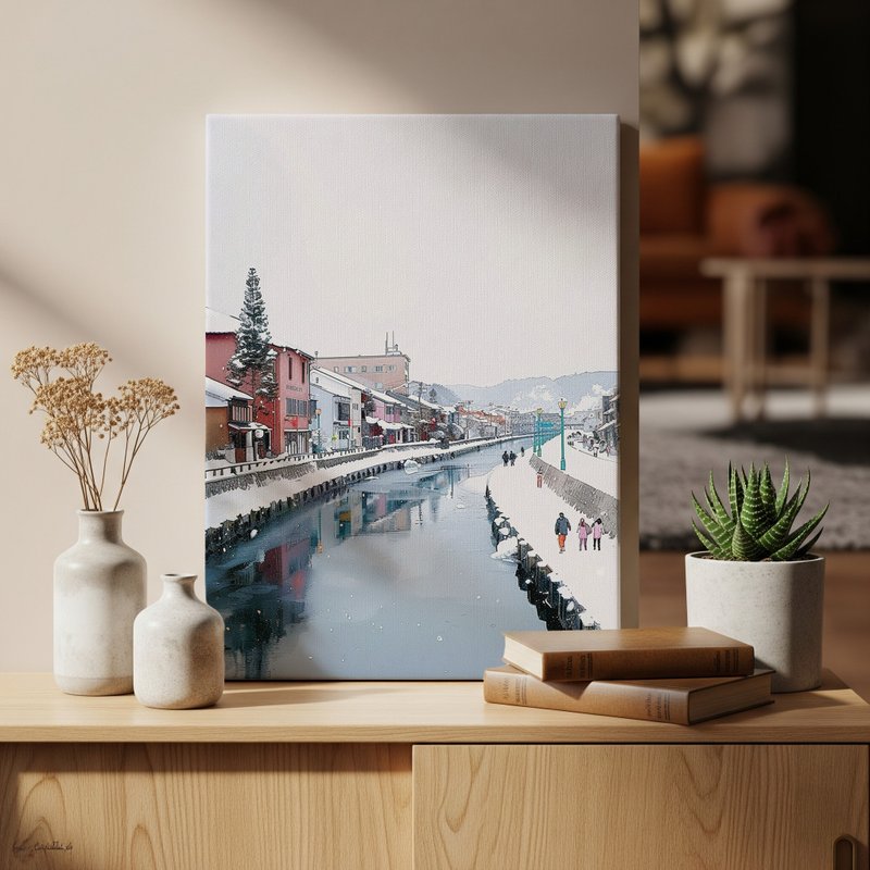 日本制帆布挂画・小樽运河、北海道・日本风景・送礼、摆设 - 墙贴/壁贴 - 棉．麻 
