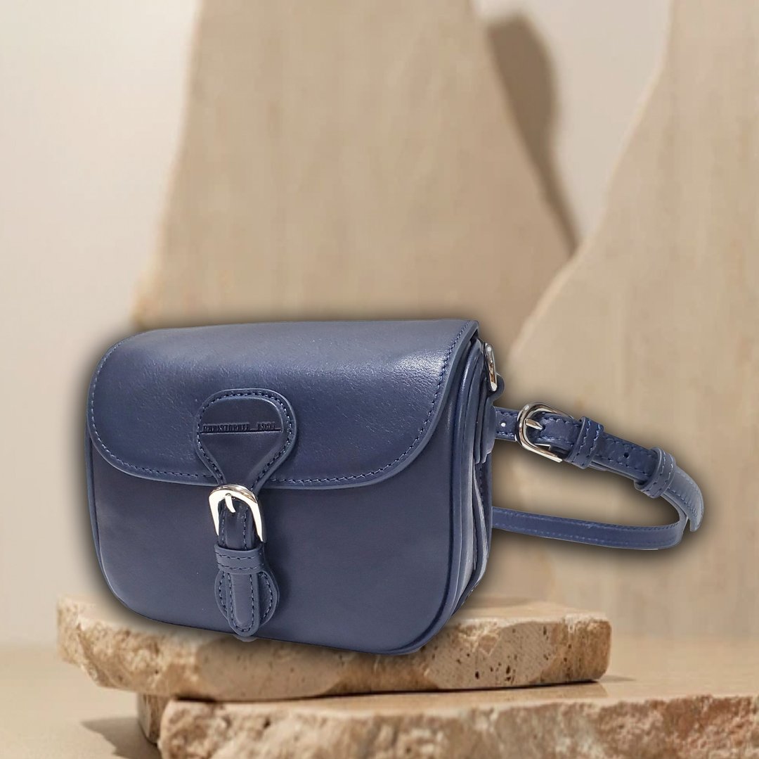Mini Saddle 真皮手袋,托特包,斜背包,腰包,斜孭袋 青藍色 - 侧背包/斜挎包 - 真皮 蓝色