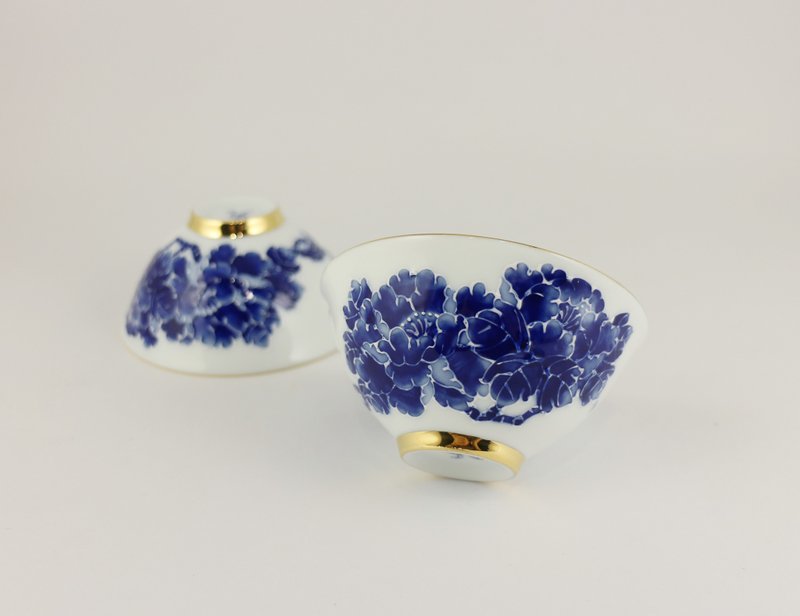 纯手绘茶杯-牡丹对杯(大饮杯)-青花 - 茶具/茶杯 - 瓷 蓝色