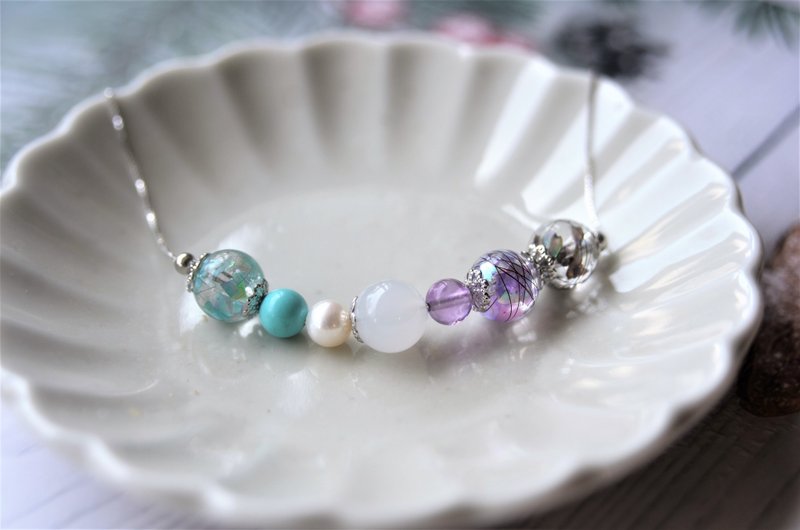 Birthstone - 自选诞生石与胎毛珠 925银母乳饰品项链 - 项链 - 银 多色
