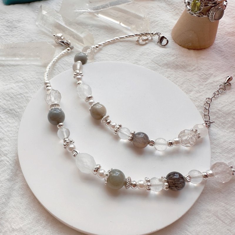 雪夜光语 苏宏图阿拉善 白水晶 白玉 - 手链/手环 - 半宝石 透明