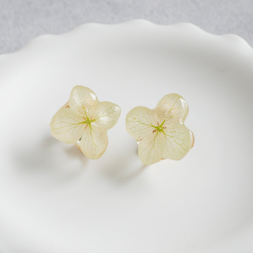simple/hydrangea/ Clip-On - 耳环/耳夹 - 树脂 绿色