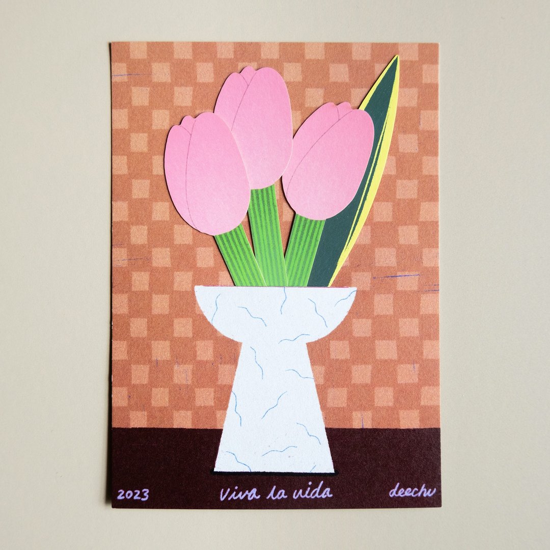Viva la vida 自由插花明信片—满满郁金香 - 卡片/明信片 - 纸 多色