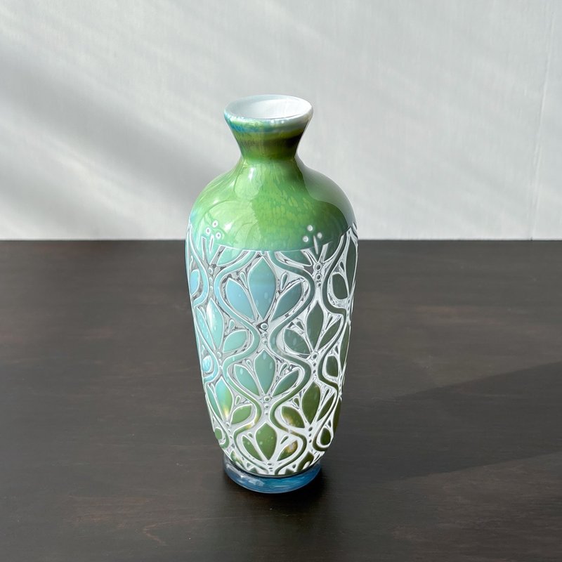 宙吹玻璃花器 三叶立涌 - 花瓶/陶器 - 玻璃 