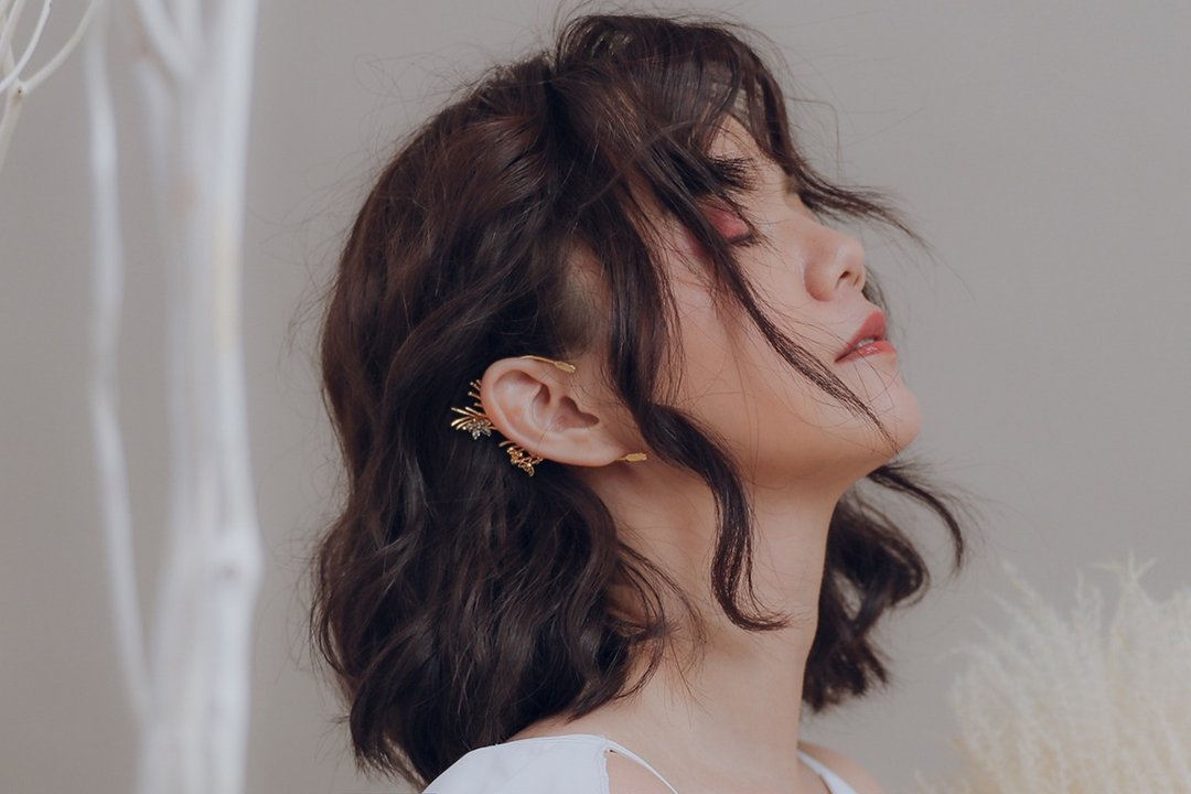 无垢系列 - 山花 * 精灵耳挂 - 耳环/耳夹 - 铜/黄铜 金色