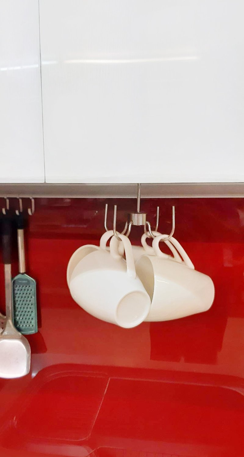 不锈钢可旋转下挂式吊勾　厨房挂勾　汤匙架　杯架厨房收纳置物架 - 置物架/篮子 - 不锈钢 银色