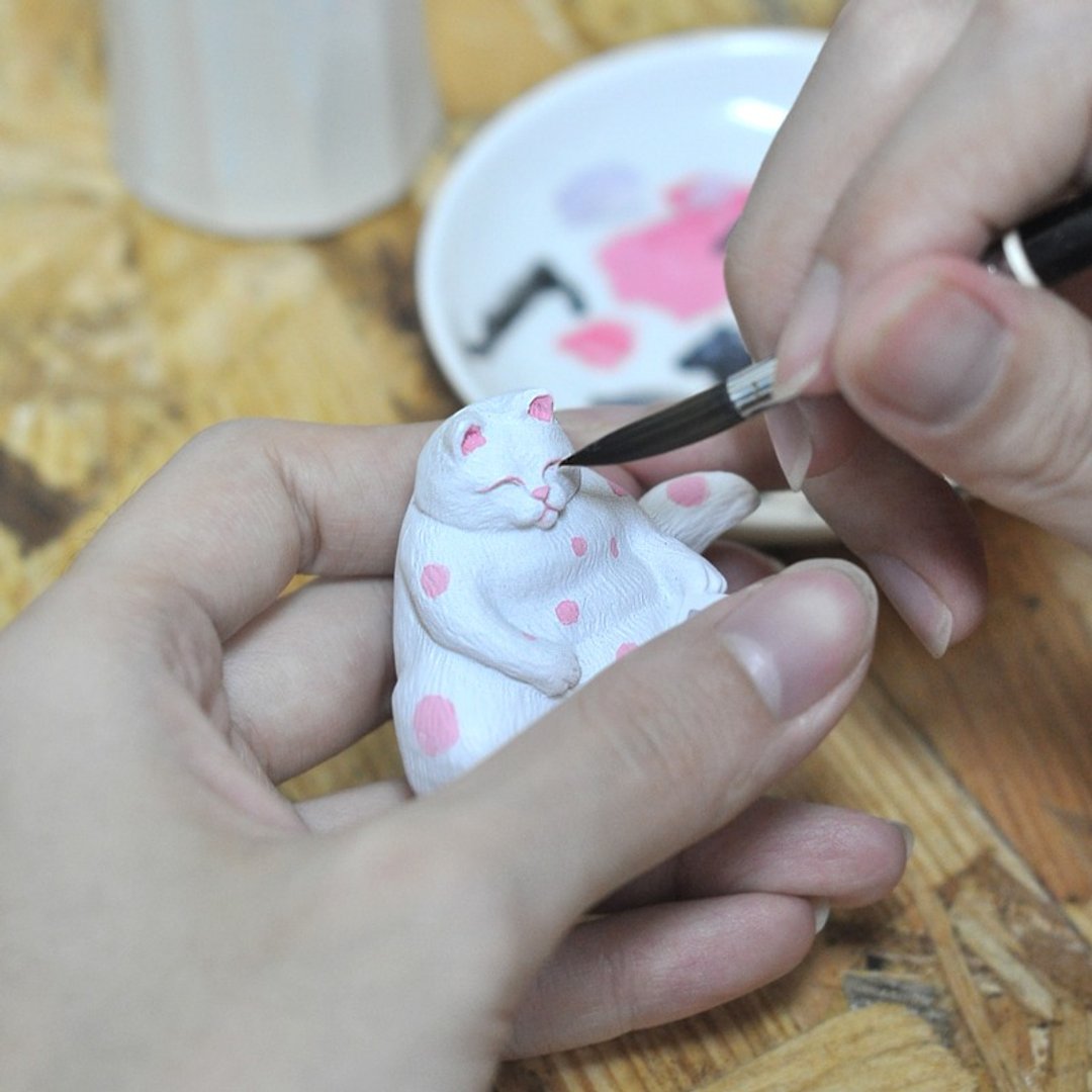 DIY彩绘手机座/名片座 (下班后系列 : 肥嘟嘟猫) - 摆饰 - 其他材质 白色
