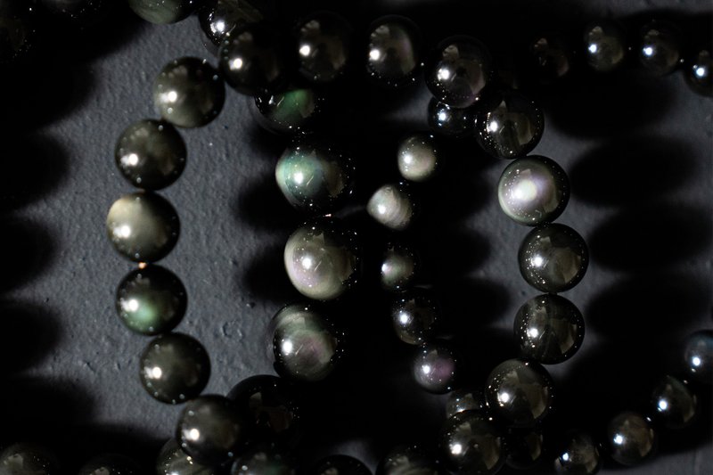 双眼彩虹黑曜石手珠 - 手链/手环 - 水晶 多色