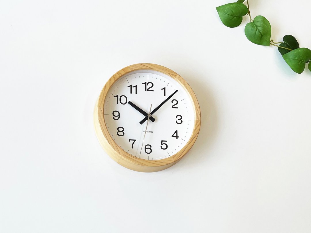 KATOMOKU muku clock 16 S尺寸 日本柏树 (km-108HI) 挂钟 日本製 - 时钟/闹钟 - 木头 卡其色