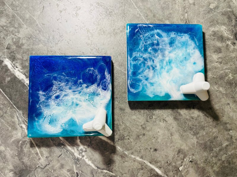 松木消波块海浪杯垫摆饰 - 杯垫 - 木头 蓝色