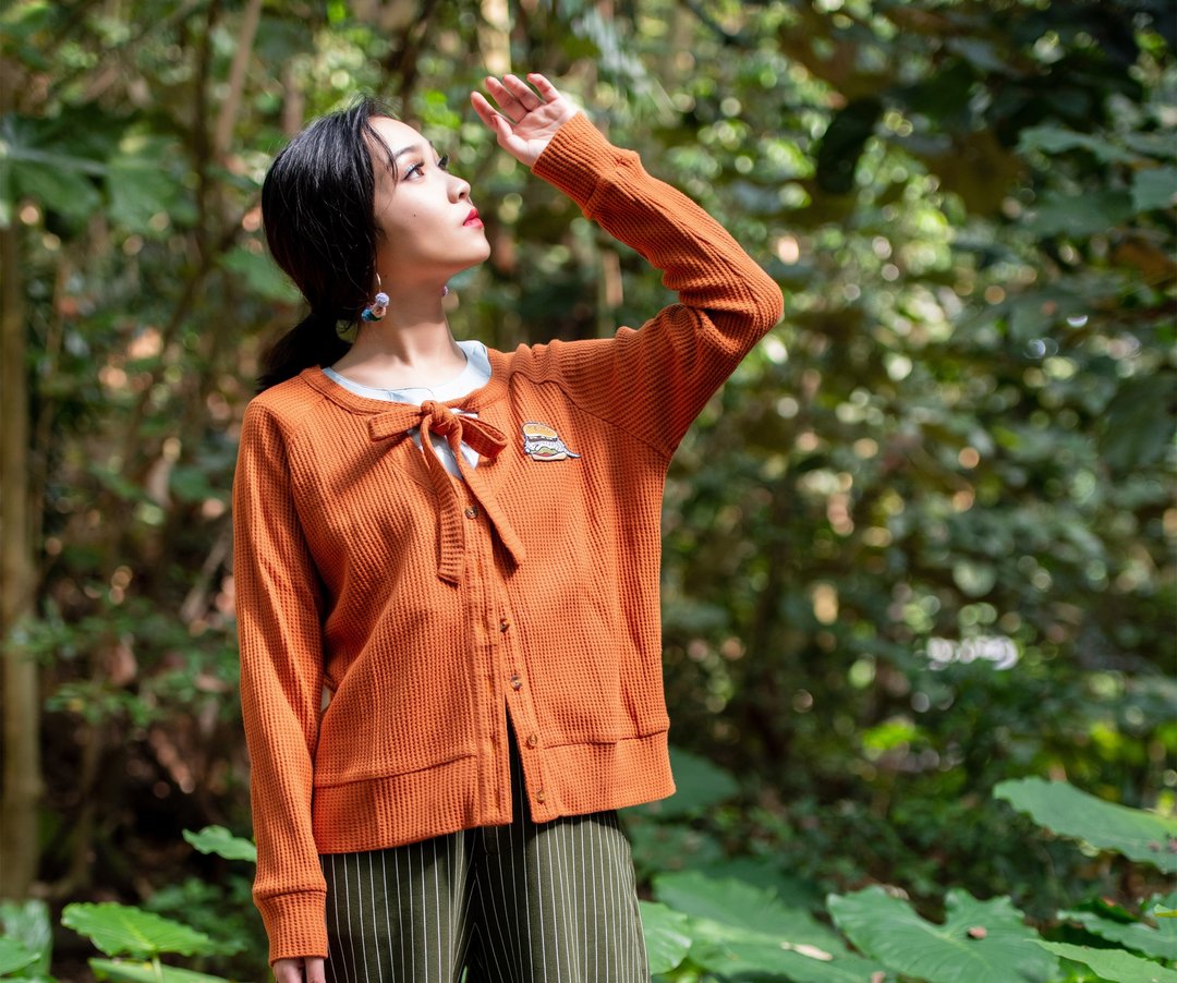 动物狂想曲针织外套Fun Cat Cardigan - 女装休闲/机能外套 - 棉．麻 咖啡色