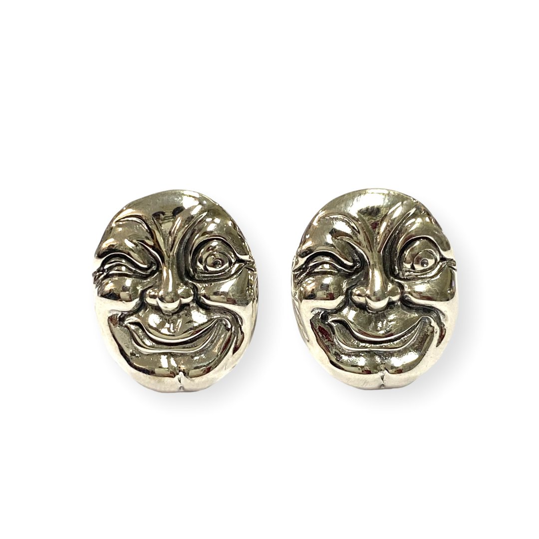 Victorian Style Face Wedding Cufflinks 925 Sterling Silver - 袖扣 - 纯银 银色