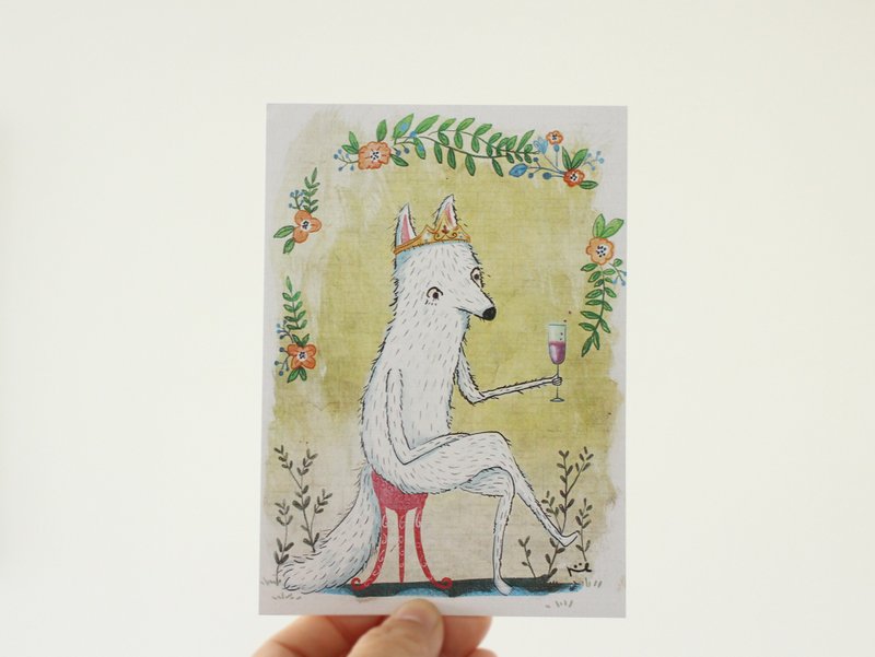 白狼皇后明信片 - 卡片/明信片 - 纸 白色