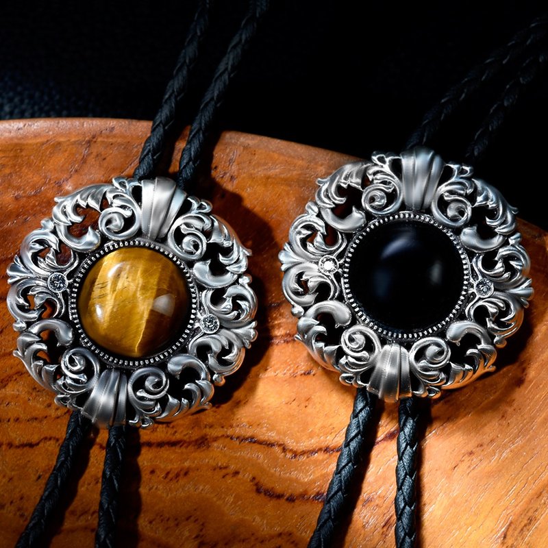 四季系列 古银款 保罗领带 Bolo Tie 皮革项链 皮绳领带 长项链 - 领带/领带夹 - 人造皮革 银色