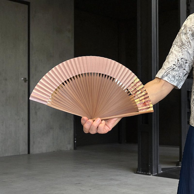 京扇子 箔彩 短柄 灰粉色 - 其他 - 竹 粉红色