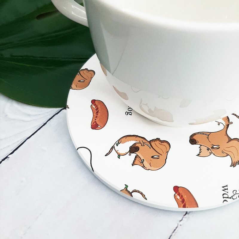 陶瓷吸水杯垫/白色热狗蛋(白色) - 杯垫 - 陶 