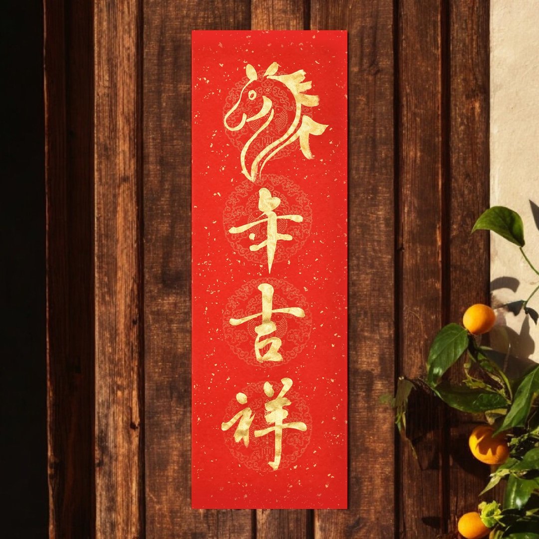 【2026 马年春联】定制化创意手写四言春联 (一副两张) - 红包/春联 - 纸 
