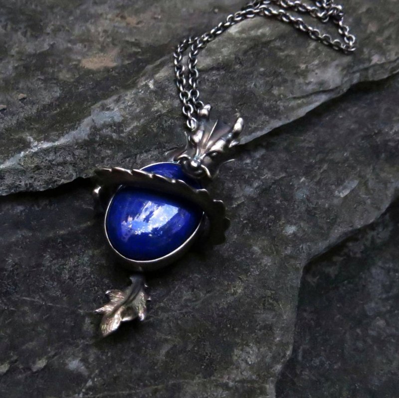 盘龙吊坠 青金石 - 项链 - 银 银色