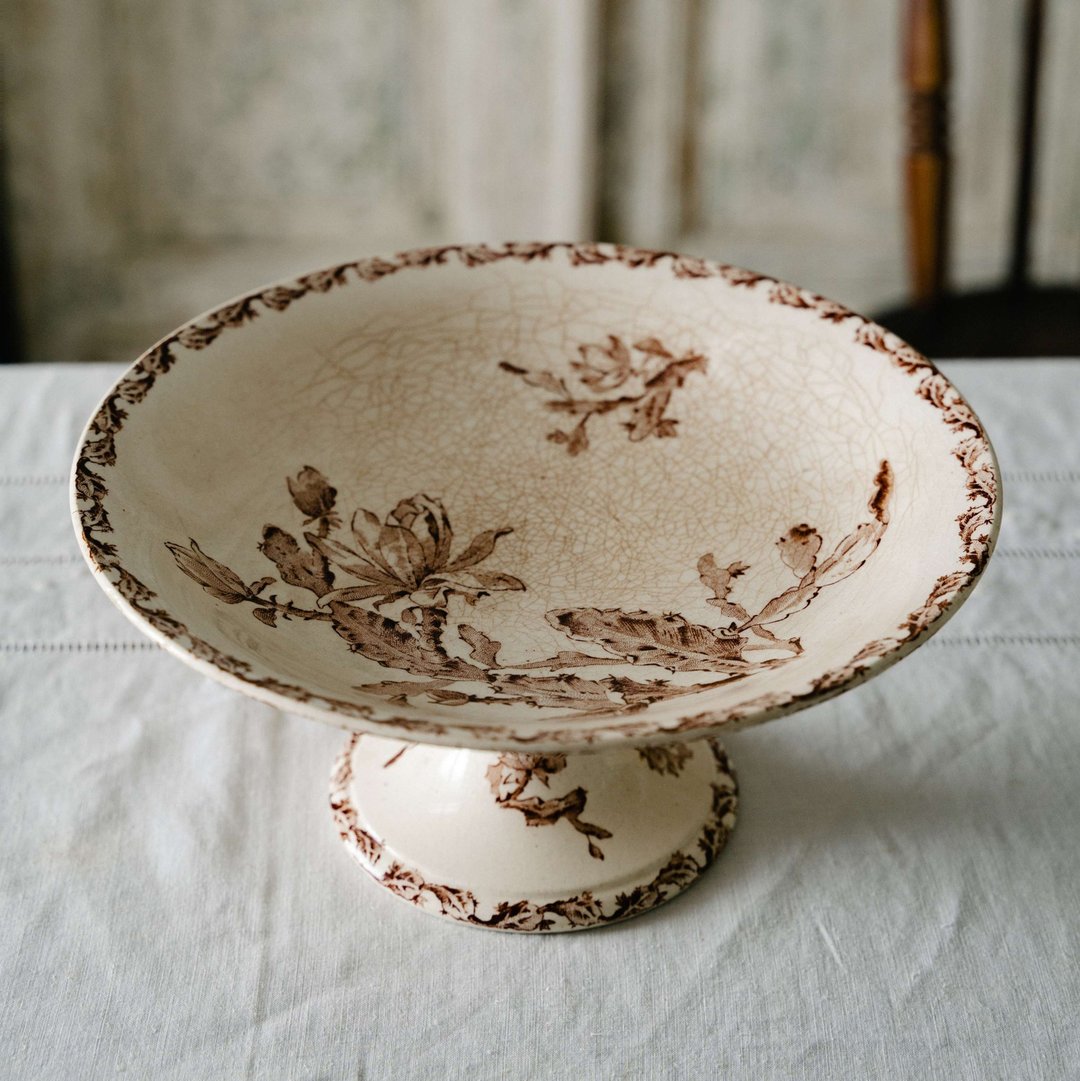 枯茶色高脚台 直径23cm - 盘子/餐盘/盘架 - 陶 