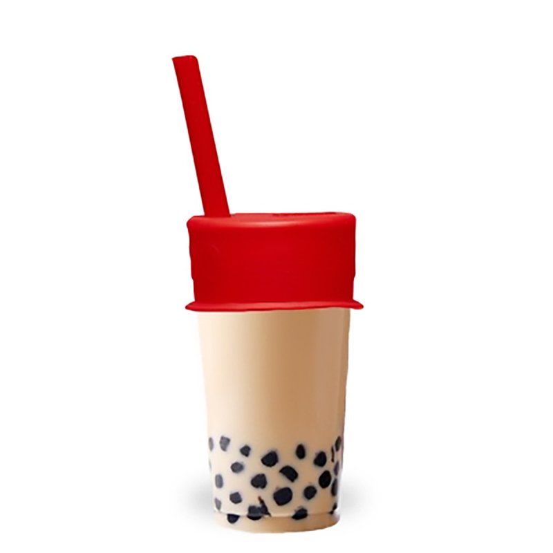 加拿大LUUMI Bubble Tea Lid 珍珠奶茶密封盖(含吸管) 红 - 环保吸管 - 硅胶 红色
