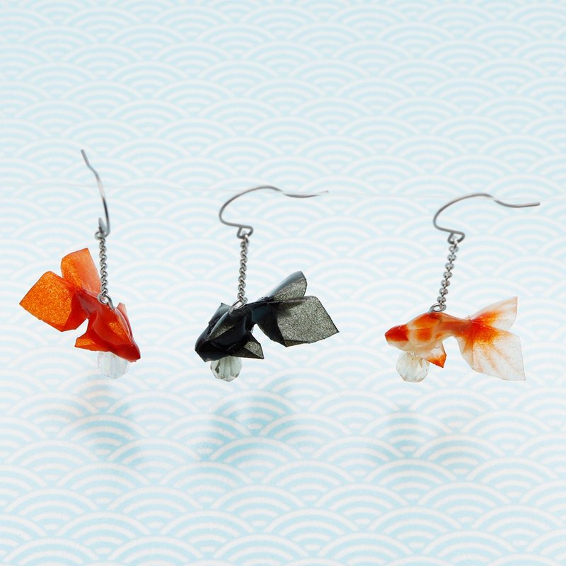 Origami Jewel　金魚の和紙ピアス - 耳环/耳夹 - 纸 