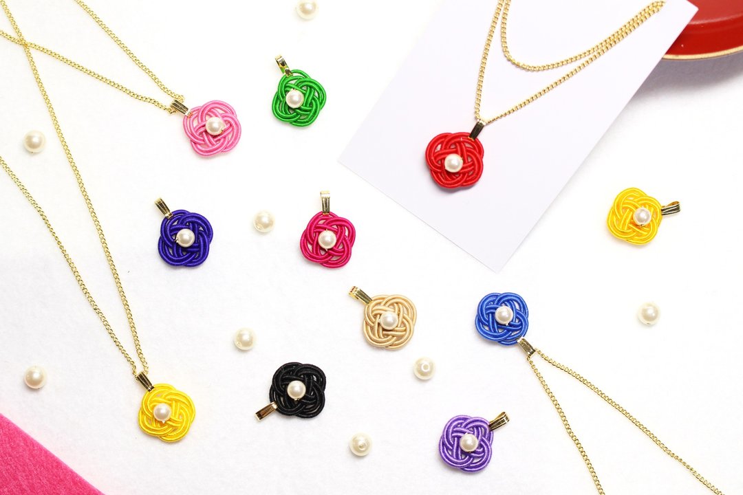 japan necklace, mizuhiki, japanese designer, kimono, dress, knot, - 项链 - 丝．绢 多色