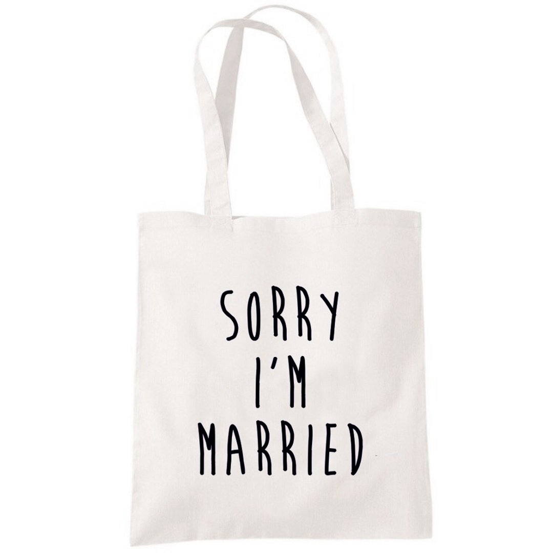 Sorry Married #2 帆布包 购物袋 米白 不好意思我结婚了 文字 - 手提包/手提袋 - 其他材质 白色