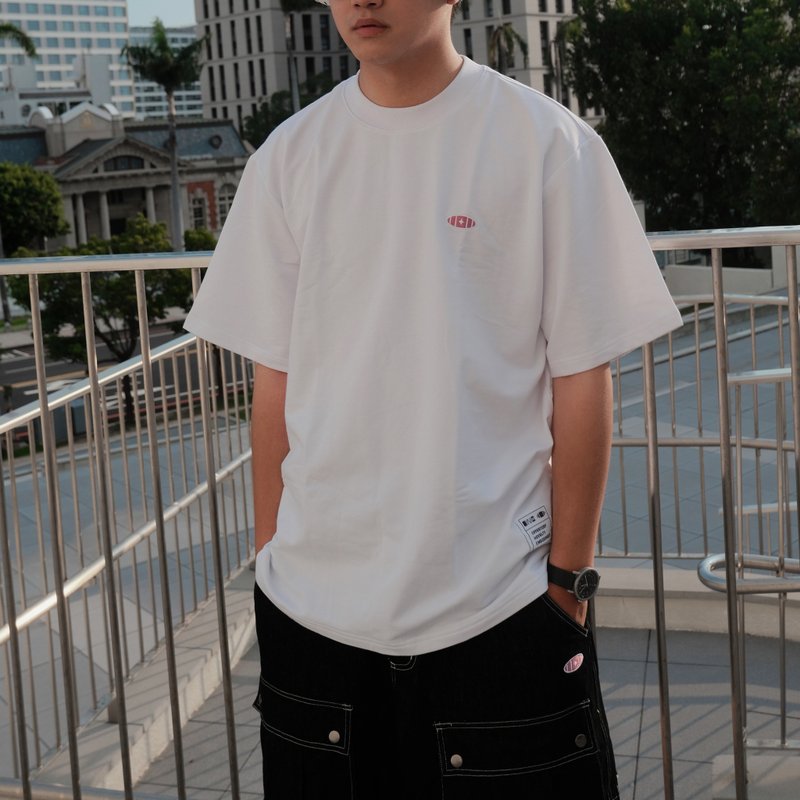 ONE-1111-STUDIO  经典LOGO宽版短Tee - 男装上衣/T 恤 - 棉．麻 白色