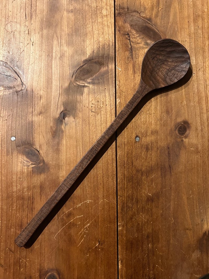 黑胡桃木锯纹汤匙柄 28-29cm - 餐刀/叉/匙组合 - 木头 咖啡色