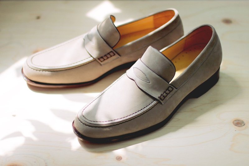 经典双缝线便仕乐福鞋 晨雾灰 绅士鞋 皮鞋 休闲 男 - 男款牛津鞋/乐福鞋 - 真皮 灰色