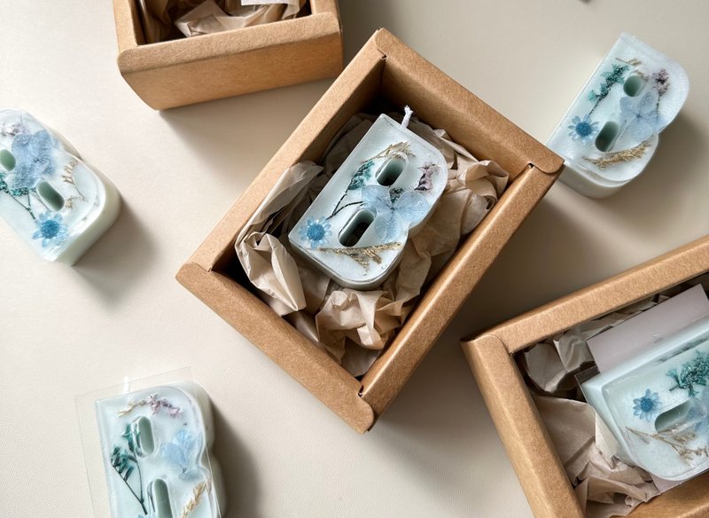 【烛.花】定制 | 水晶字母干燥花蜡烛 生日礼物 求婚 情人节礼物 - 蜡烛/烛台 - 蜡 银色