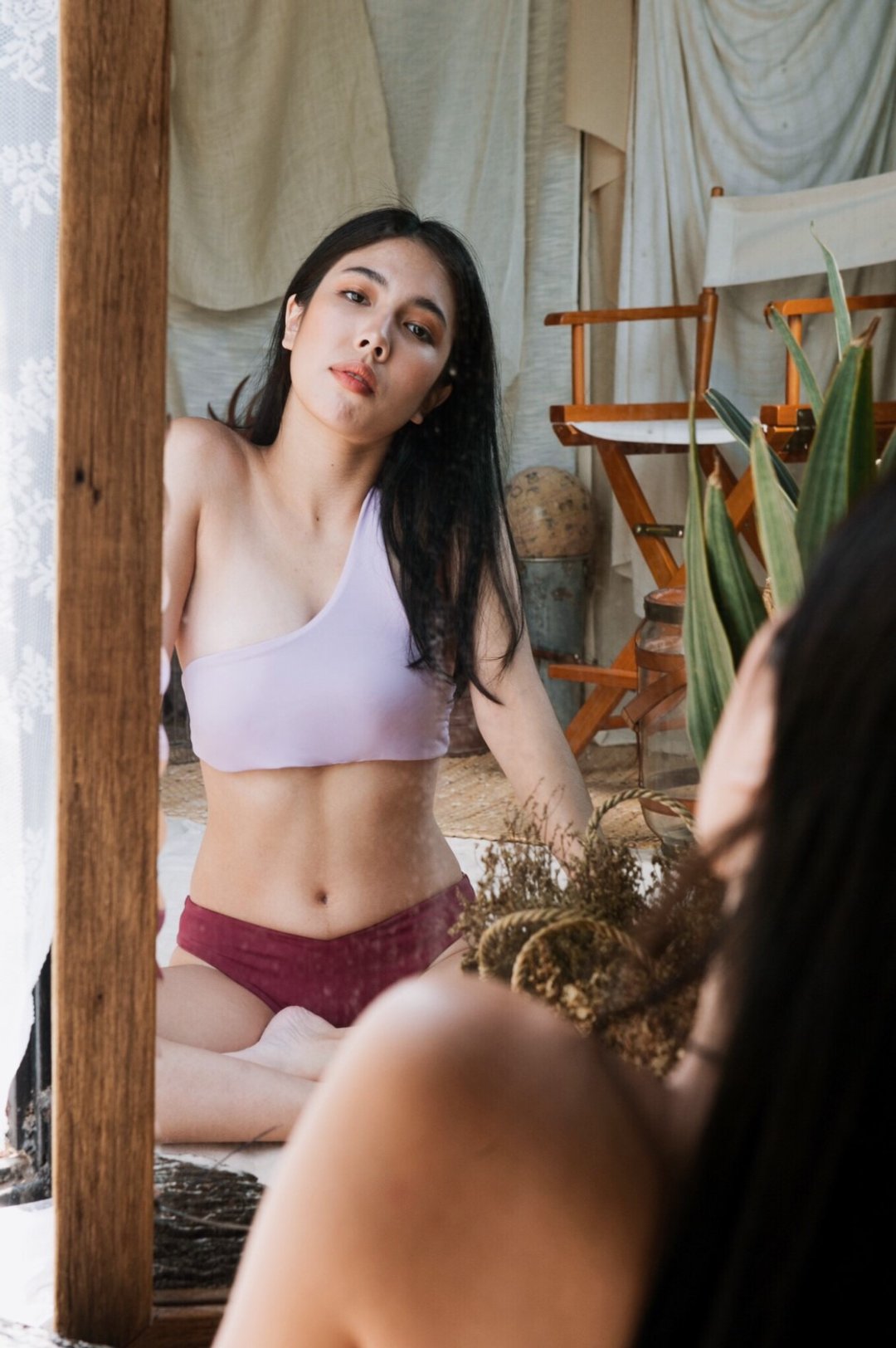 GIGI / lavender top + burgundy bottom / L / Swimwear - 女装泳衣/比基尼 - 其他材质 紫色