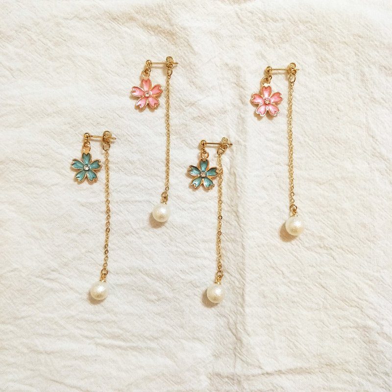 ::仙境花园系列:: 樱花 皱纹仿珍珠 浪漫耳环花托 - 耳环/耳夹 - 其他材质 