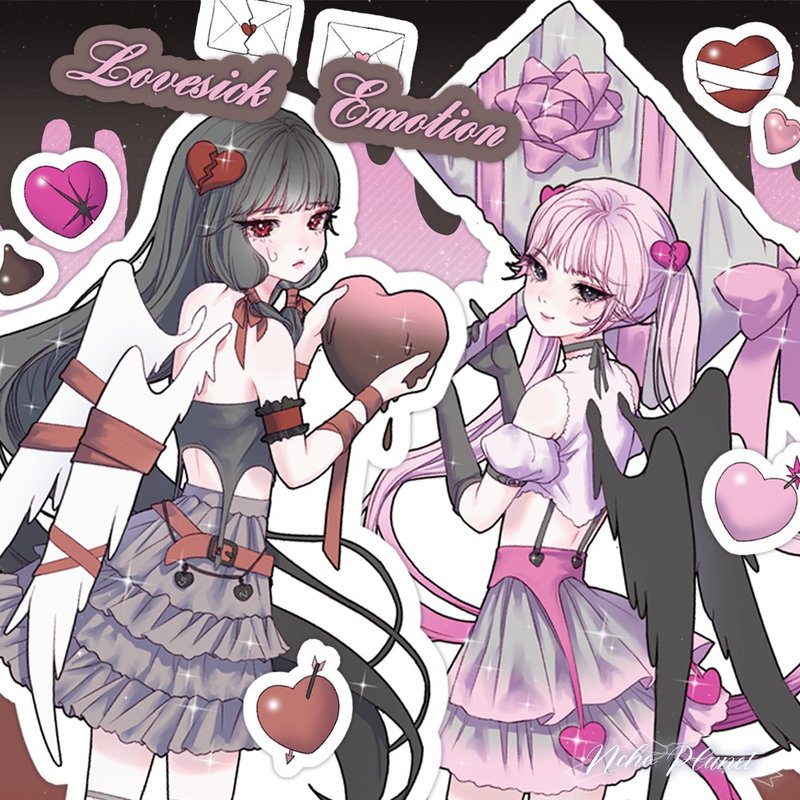 恋爱心动女孩贴纸 - 贴纸 - 纸 红色