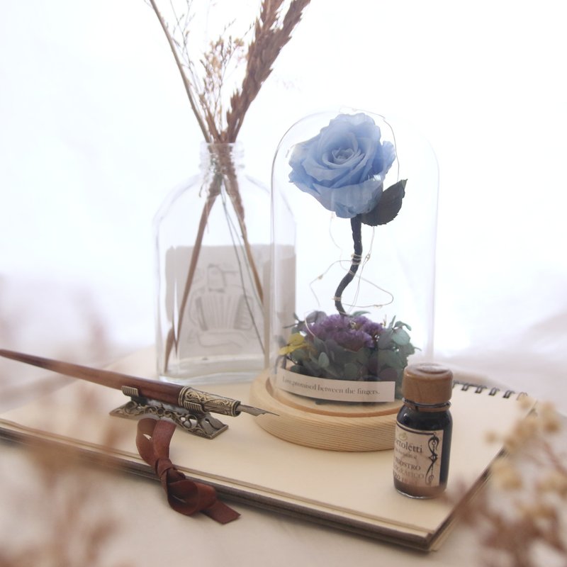 【永生花夜灯】天空蓝玫瑰夜灯 - 摆饰 - 植物．花 