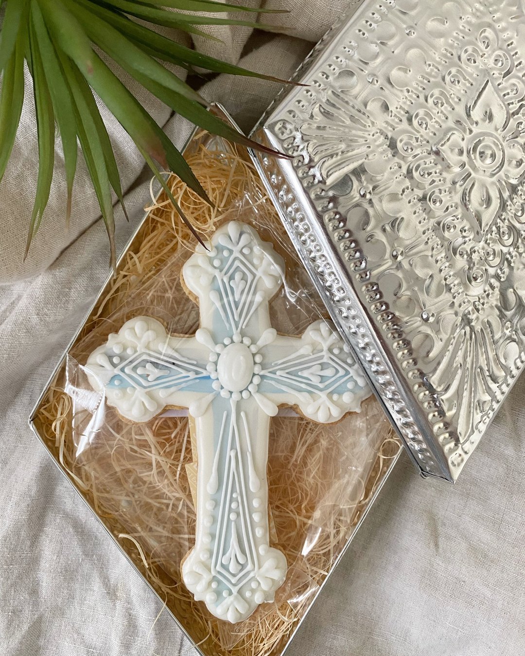88 折福袋　有机糖霜饼干铝豪华盒套(L 尺寸)　十字架　antique - 手工饼干 - 其他材质 蓝色