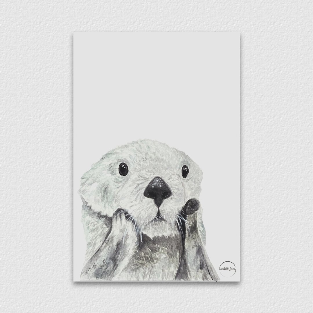 水彩插画动物明信片 - 小熊猫 手绘 水彩 插画 - 卡片/明信片 - 纸 灰色