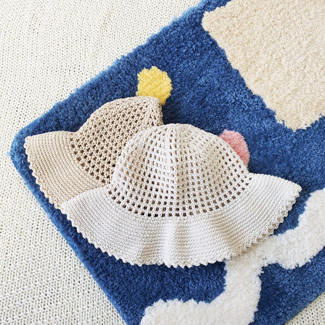 Cream Nagridia Crochet Hat - 帽子 - 棉 卡其色