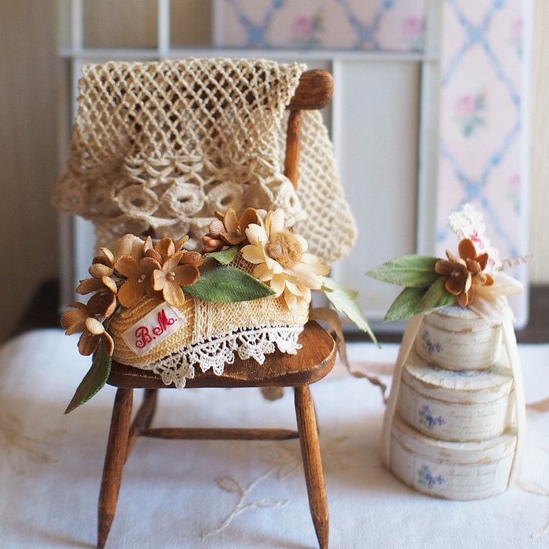 头饰与迷你胸针。金木犀与黄花波斯菊。玩偶饰品。 - 发饰 - 棉．麻 橘色