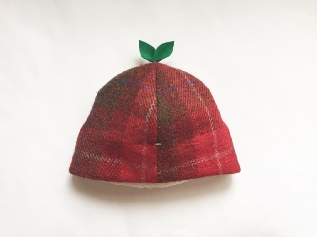 Only 45 cm that's bigger and bigger Leaf cap Wool red check - 婴儿帽/发带 - 羊毛 红色
