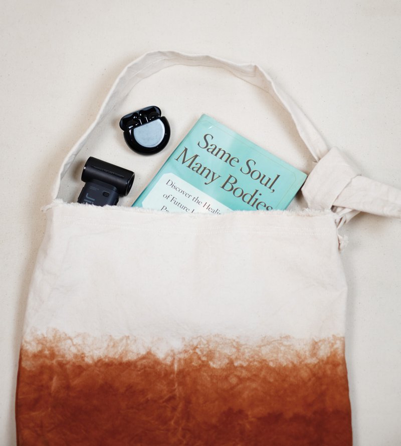 可调节托特包 - 红树自然染纯棉帆布包 - 侧背包/斜挎包 - 棉．麻 咖啡色