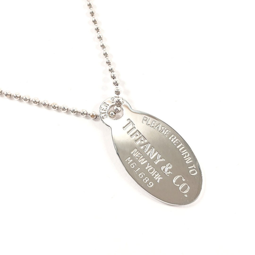 【日本直送 二手美品】蒂芙尼 TIFFANY&Co. 项链 椭圆标签 Return to Tiffany 球形链条 925纯银 抛光翻新 - 项链 - 纯银 银色