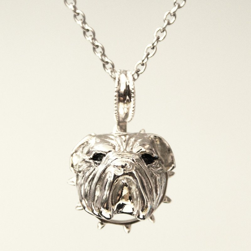 A charming bulldog Silver pendant [Free shipping] A bulldog necklace that looks unfriendly and is actually full of cuteness - 项链 - 纯银 银色