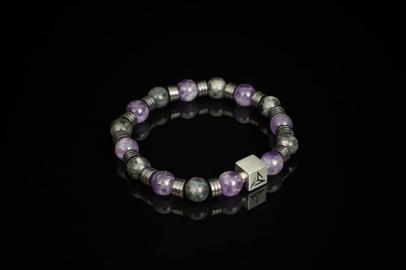 【爵紫裟】 |  梦幻紫水晶 黑闪石  |  水晶手链 - 手链/手环 - 水晶 