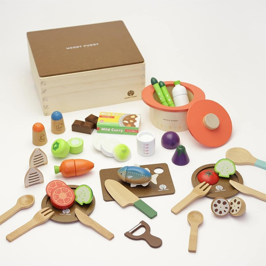 【WOODY PUDDY】宝宝做炖菜全餐 - 日本木质家家酒玩具 - 玩具/玩偶 - 木头 多色